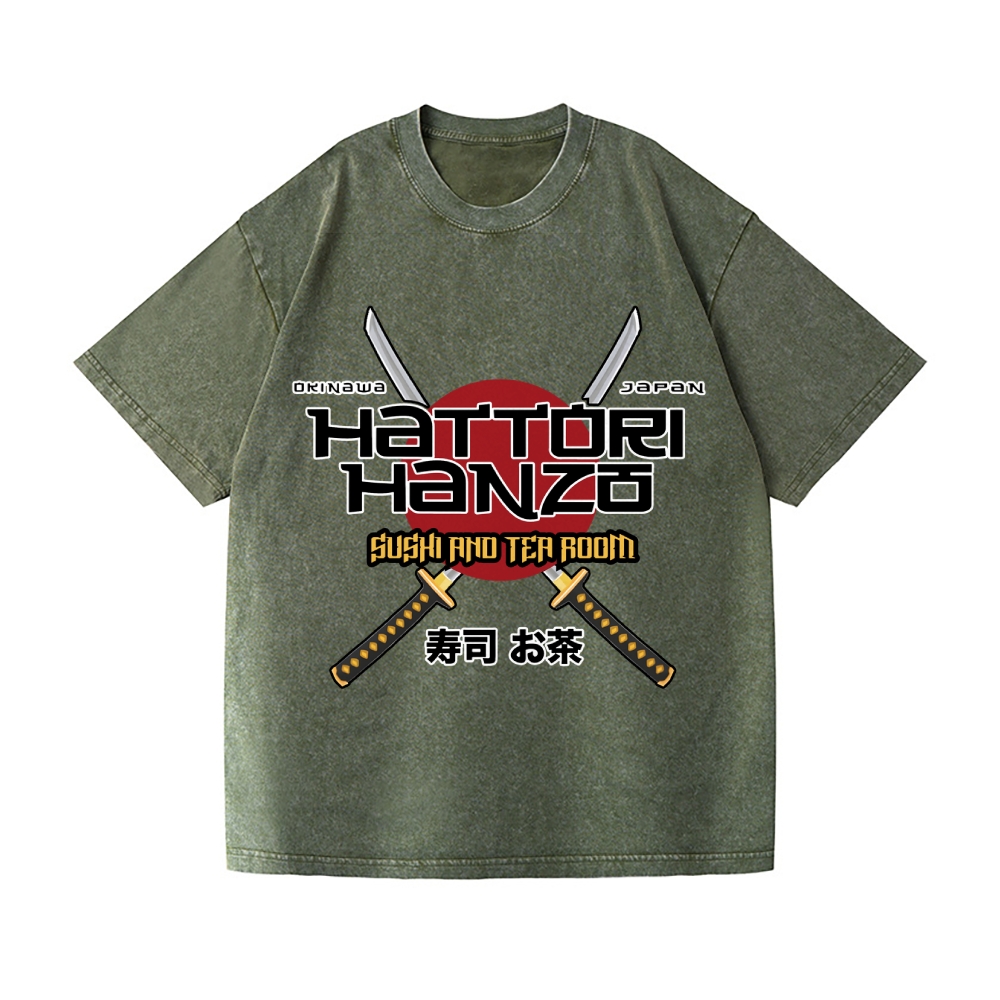 Hattori Hanzo Sushi And Tea Room Okinawa Vintage Wash Japanese Design T-Shirt