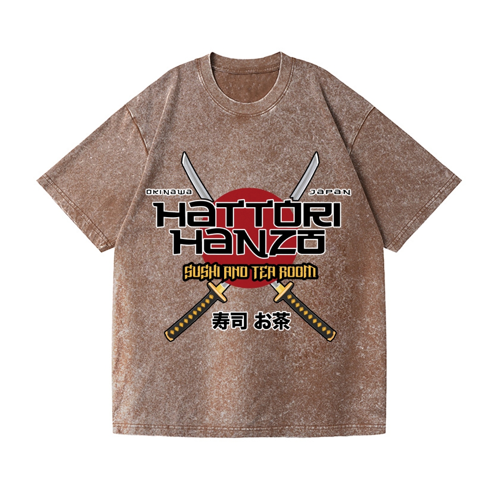 Hattori Hanzo Sushi And Tea Room Okinawa Vintage Wash Japanese Design T-Shirt