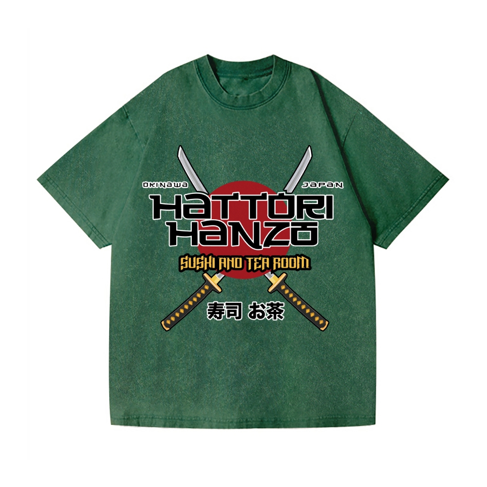 Hattori Hanzo Sushi And Tea Room Okinawa Vintage Wash Japanese Design T-Shirt