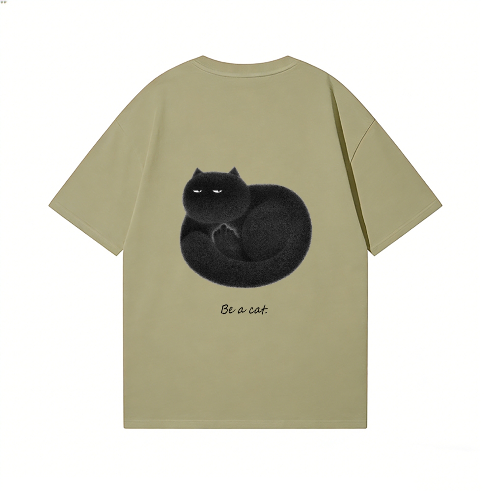 Black Cat Back Art Cotton Tee
