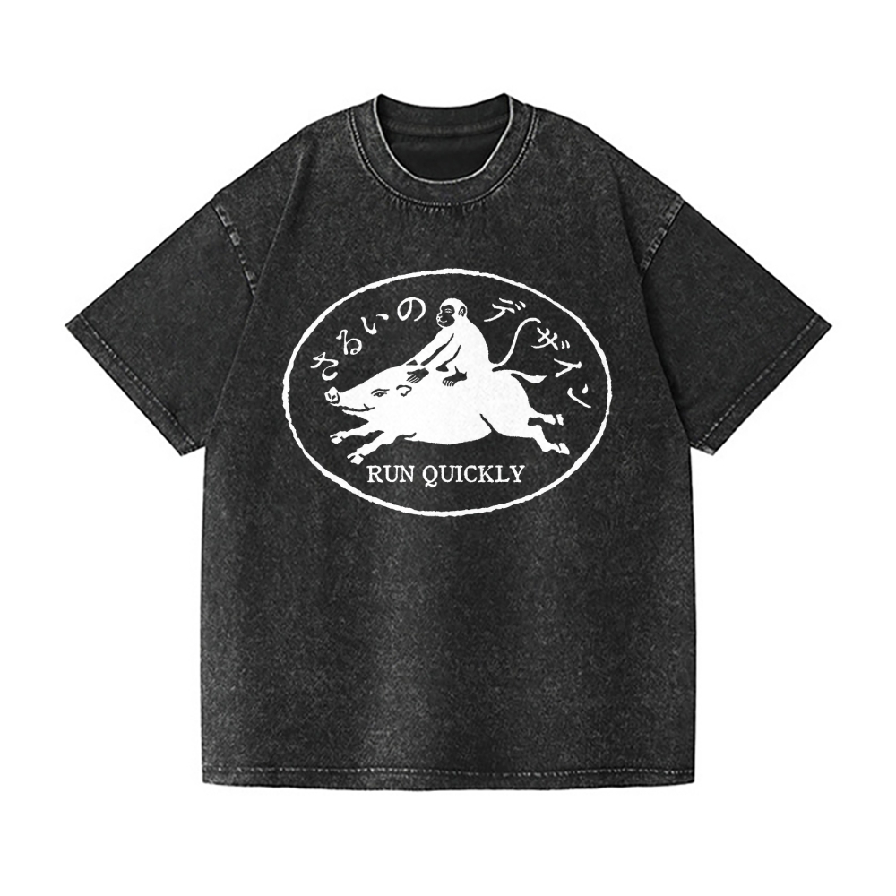 Monkey Pig Vintage Wash Japanese Design T-Shirt