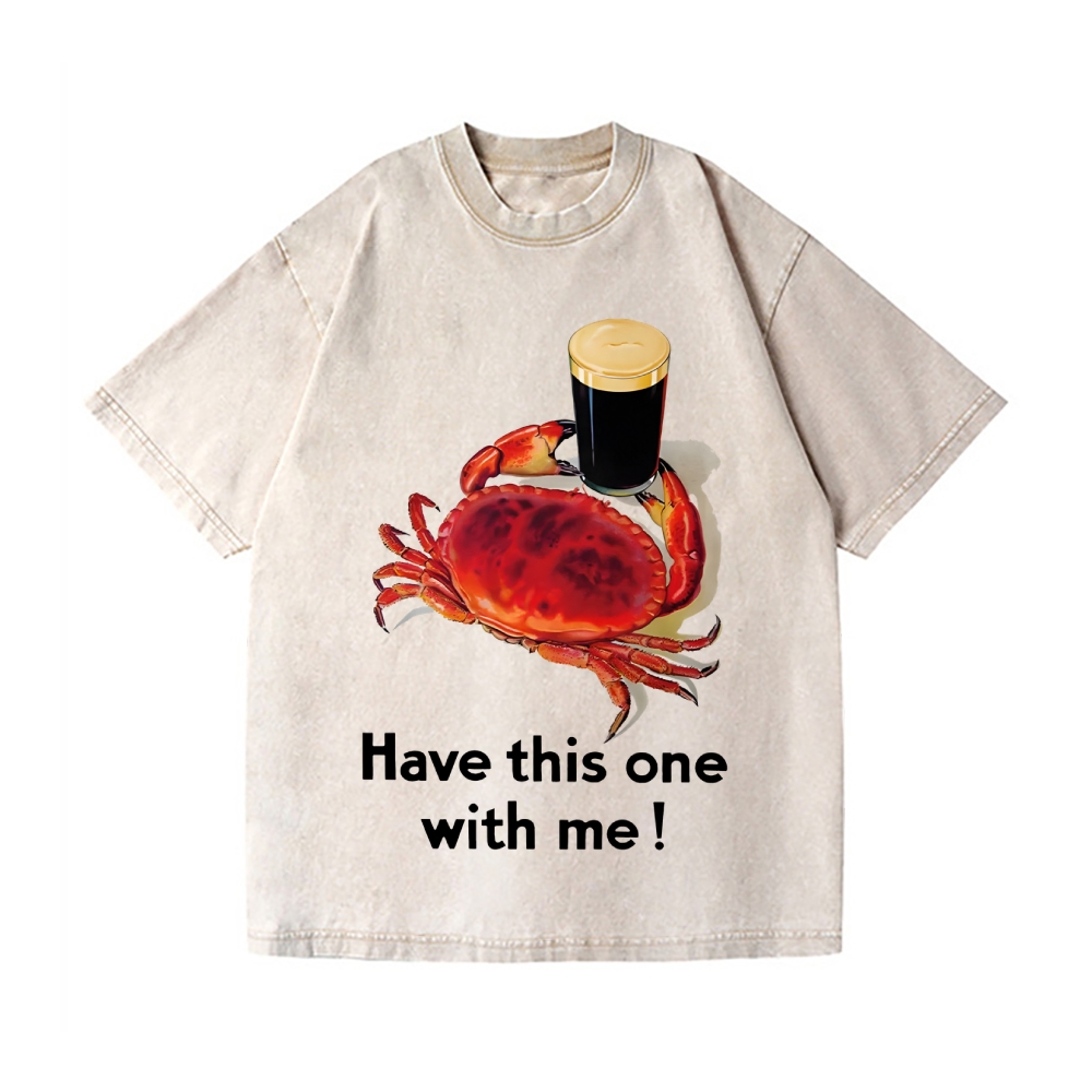 Crab Coffee Vintage Wash Japanese Design T-Shirt