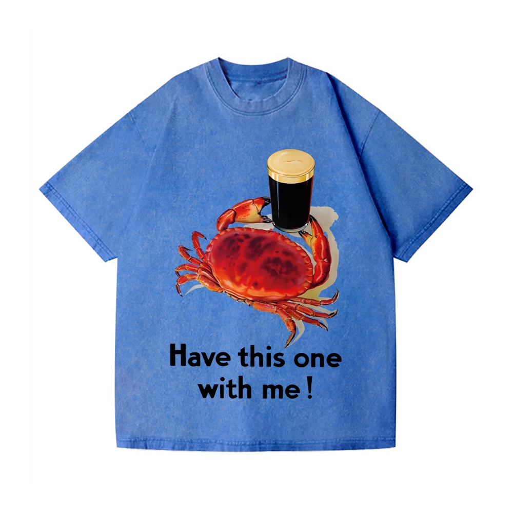 Crab Coffee Vintage Wash Japanese Design T-Shirt