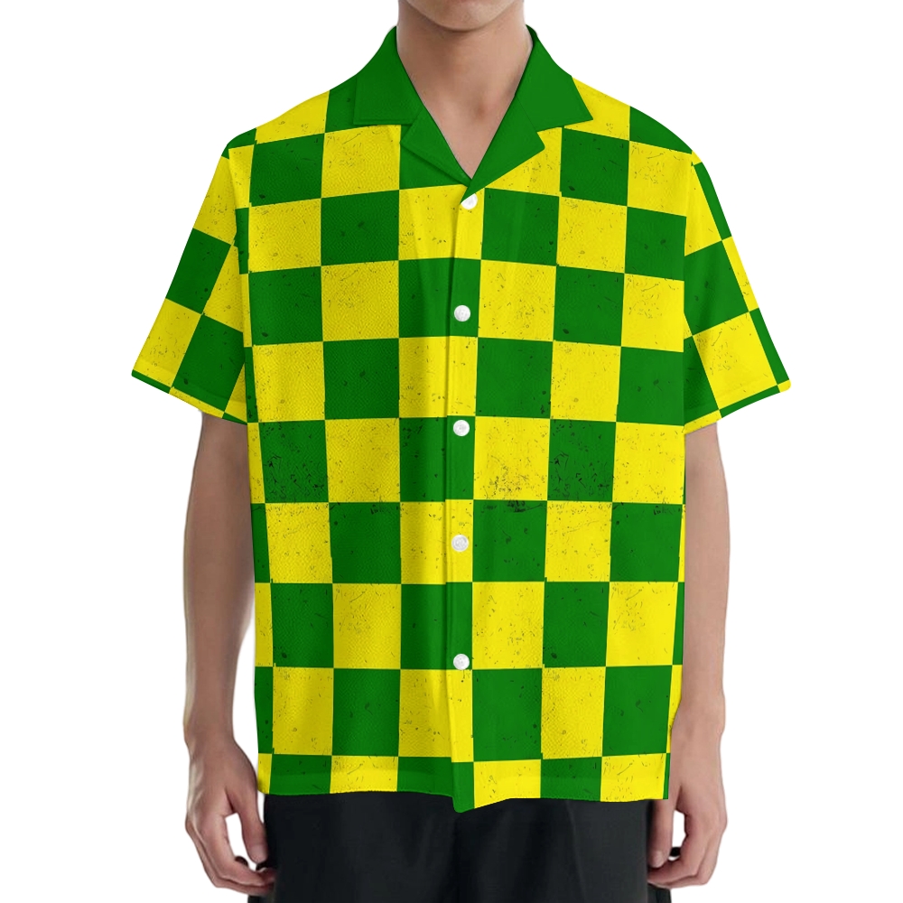 Brazil Soccer Plaid Japanese Style Camp Shirt