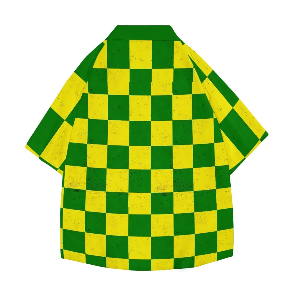 Brazil Soccer Plaid Japanese Style Camp Shirt