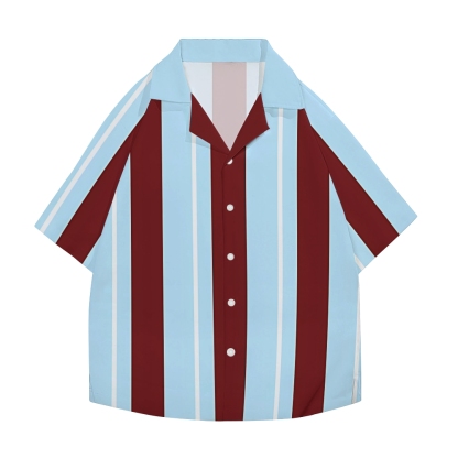 Stripe Bowling Japanese Style Camp Shirt