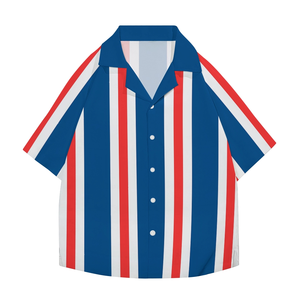 Stripe Bowling Japanese Style Camp Shirt