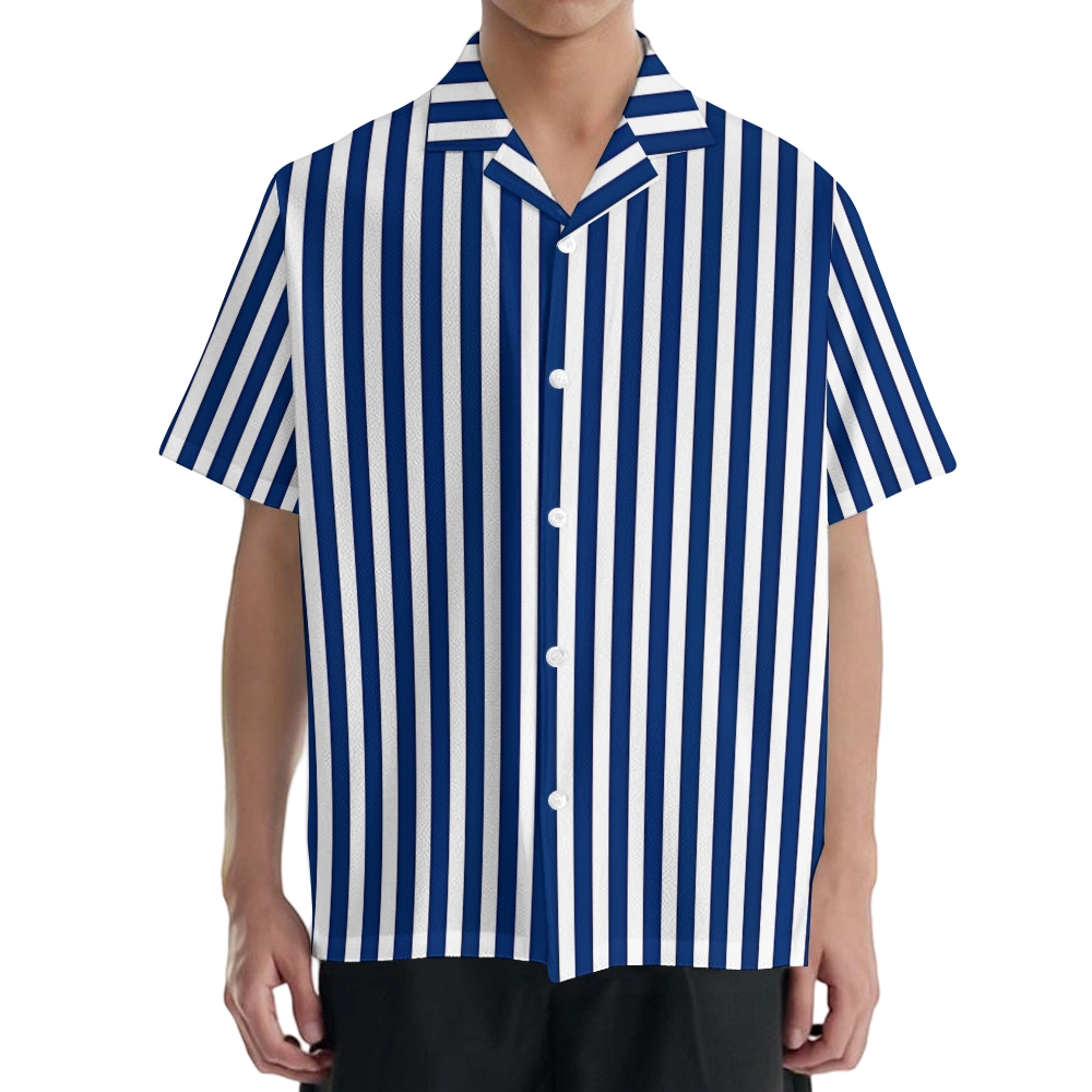 Blue Stripe Japanese Style Camp Shirt