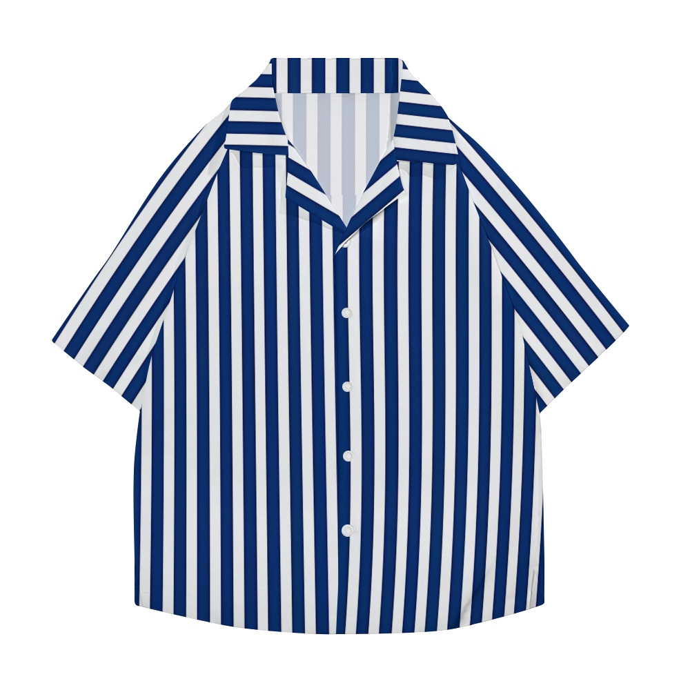 Blue Stripe Japanese Style Camp Shirt