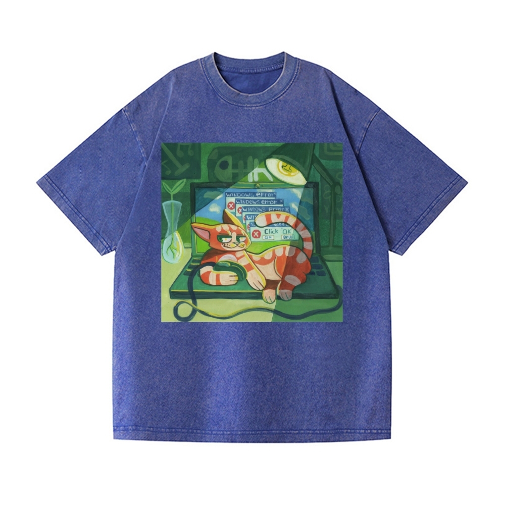 Cat Vintage Wash Japanese Design T-Shirt