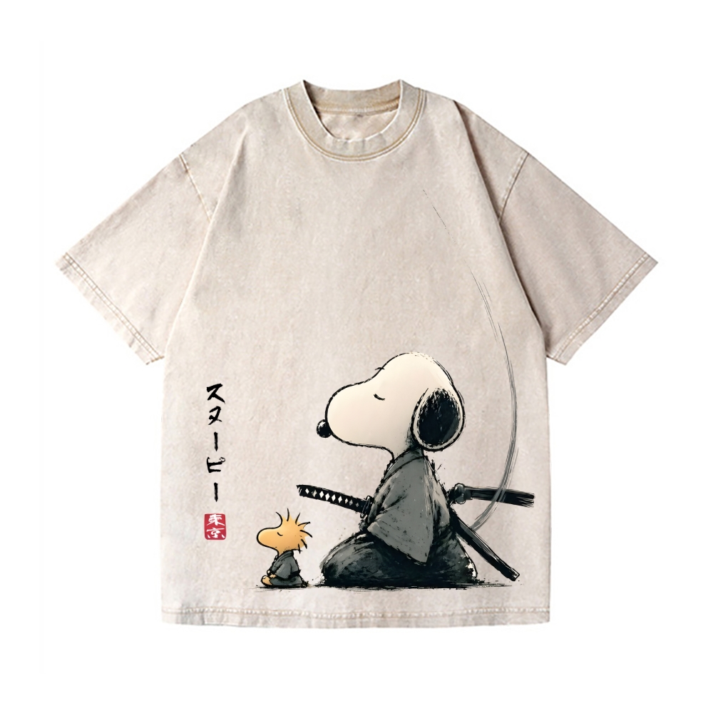 Samurai Peanut Vintage Wash Japanese Design T-Shirt