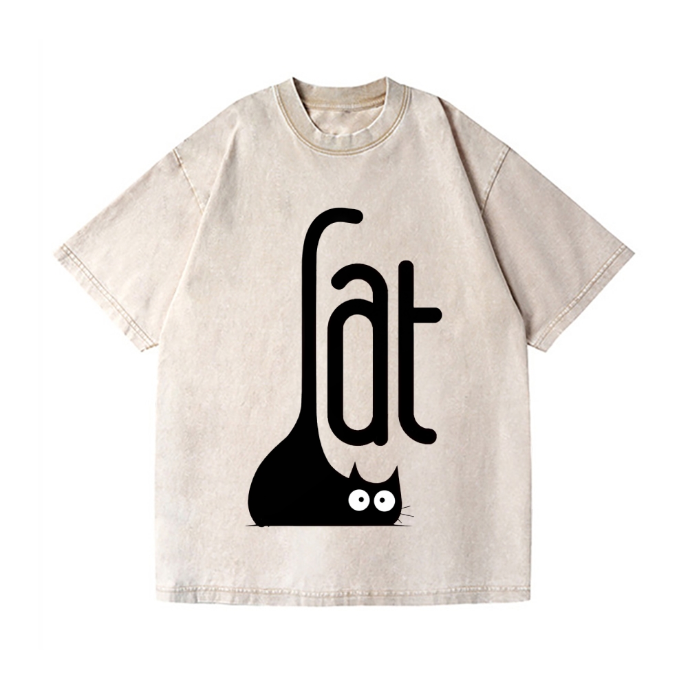 Cat Vintage Wash Japanese Design T-Shirt
