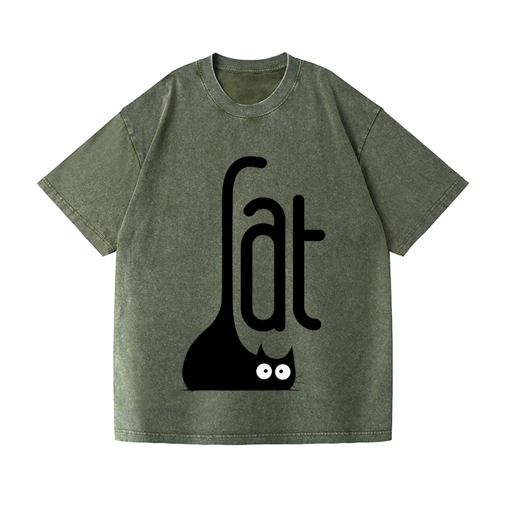 Cat Vintage Wash Japanese Design T-Shirt