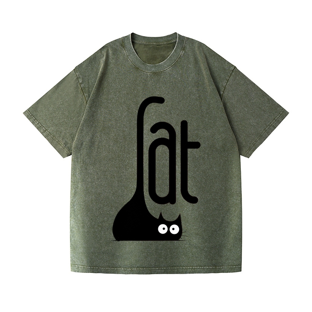 Cat Vintage Wash Japanese Design T-Shirt