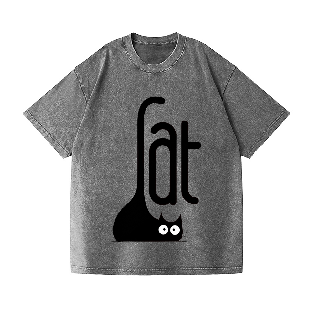 Cat Vintage Wash Japanese Design T-Shirt