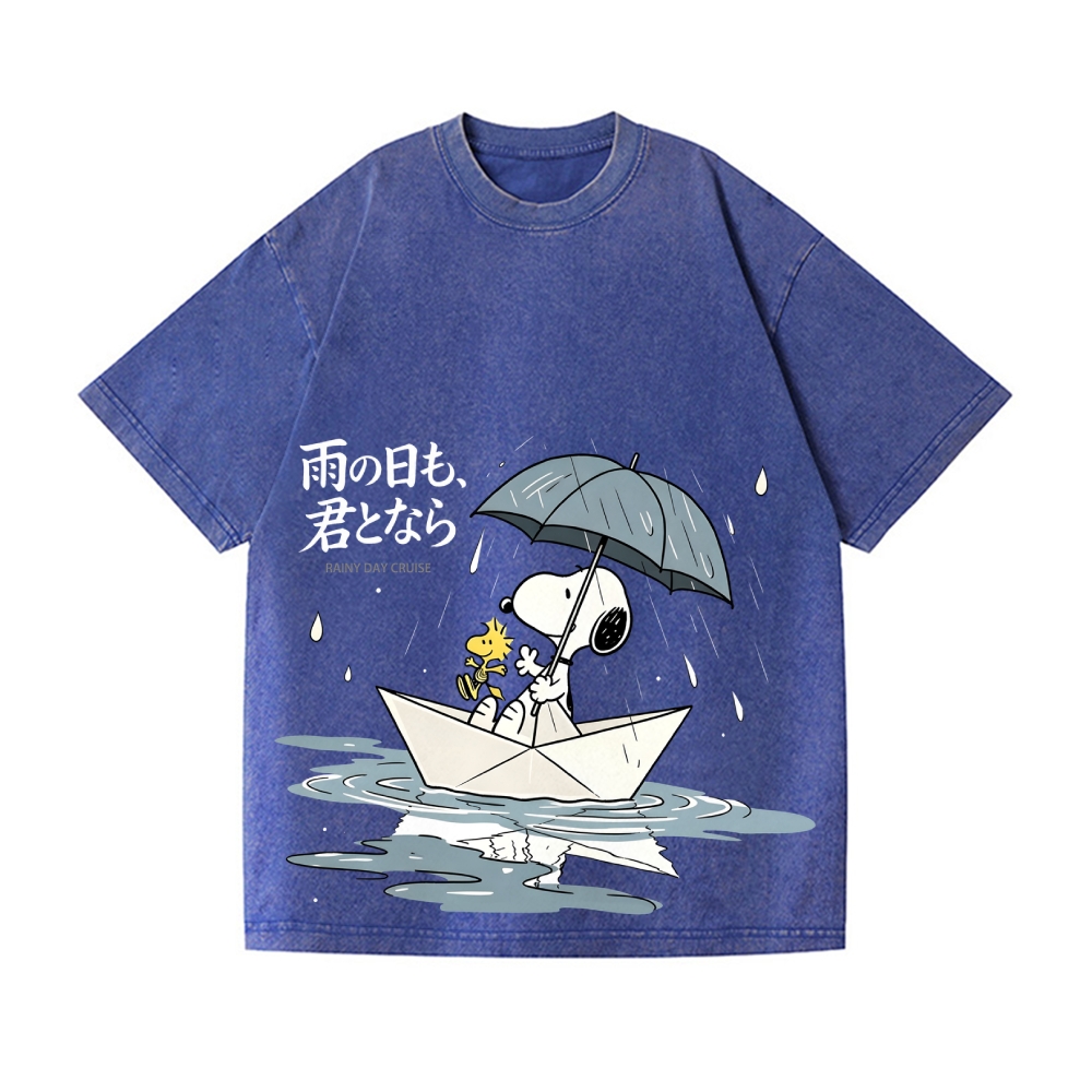 Rainy Peanuts Vintage Wash Japanese Design T-Shirt