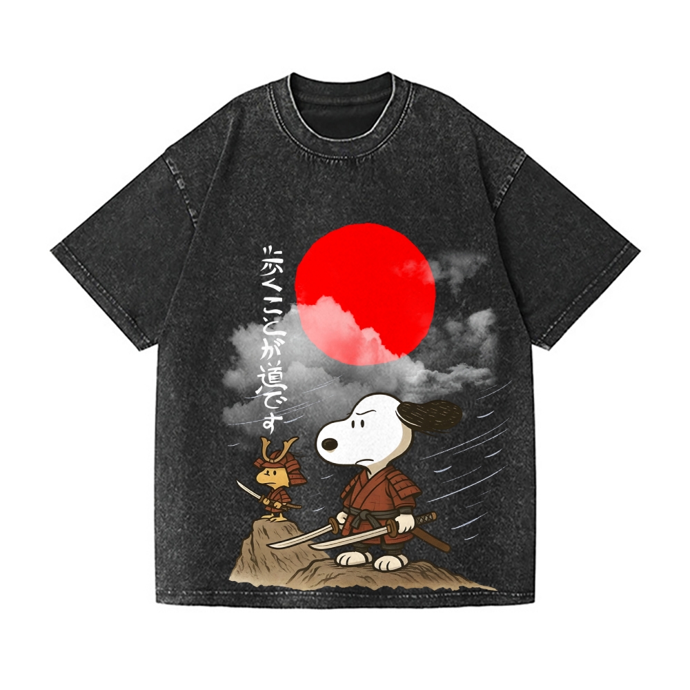 Samurai Peanut Vintage Wash Japanese Design T-Shirt