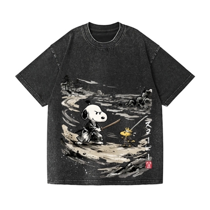 Samurai Peanut Vintage Wash Japanese Design T-Shirt