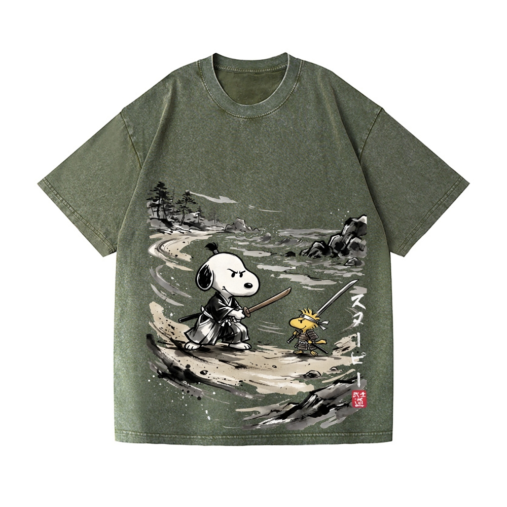 Samurai Peanut Vintage Wash Japanese Design T-Shirt