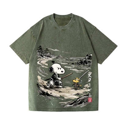Samurai Peanut Vintage Wash Japanese Design T-Shirt