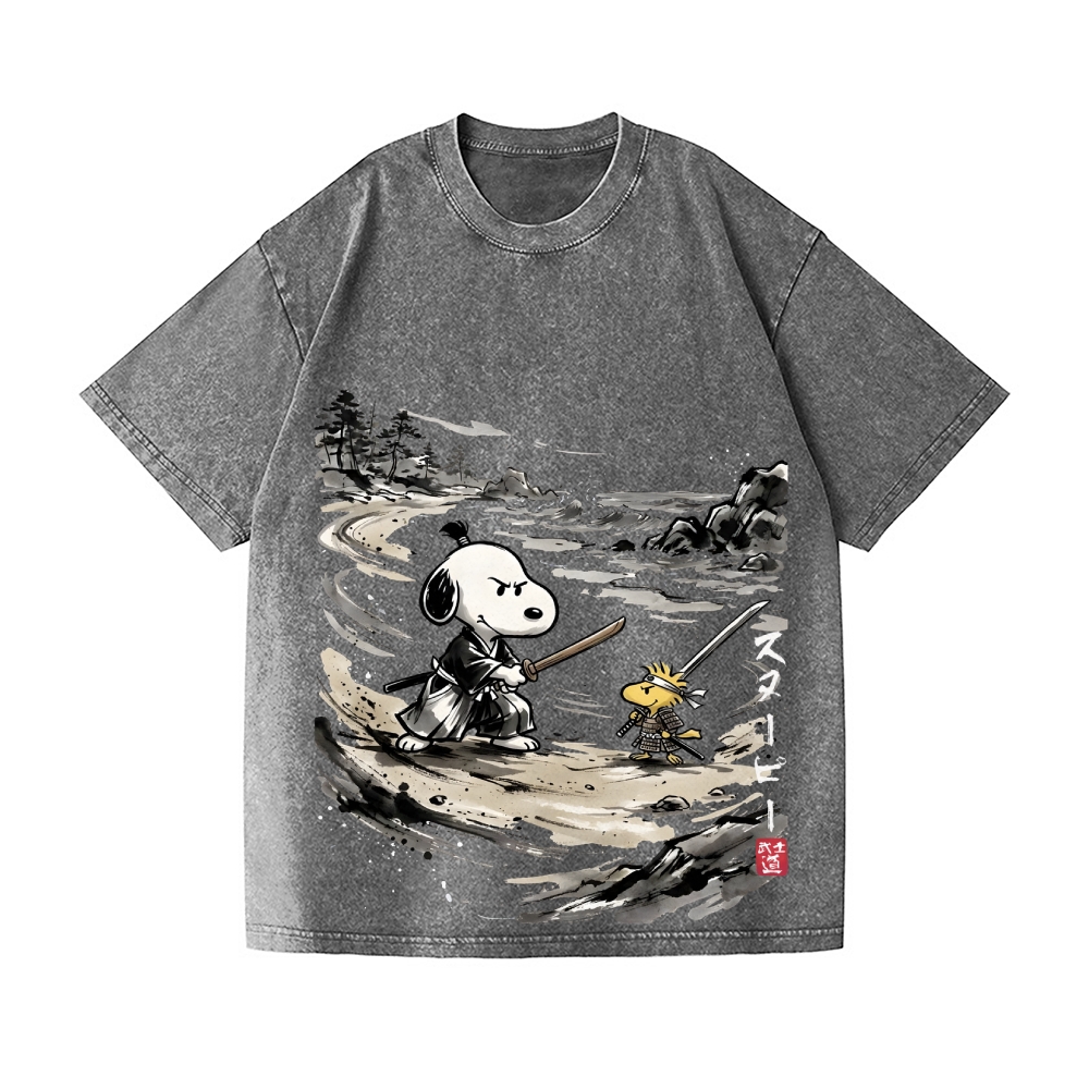 Samurai Peanut Vintage Wash Japanese Design T-Shirt