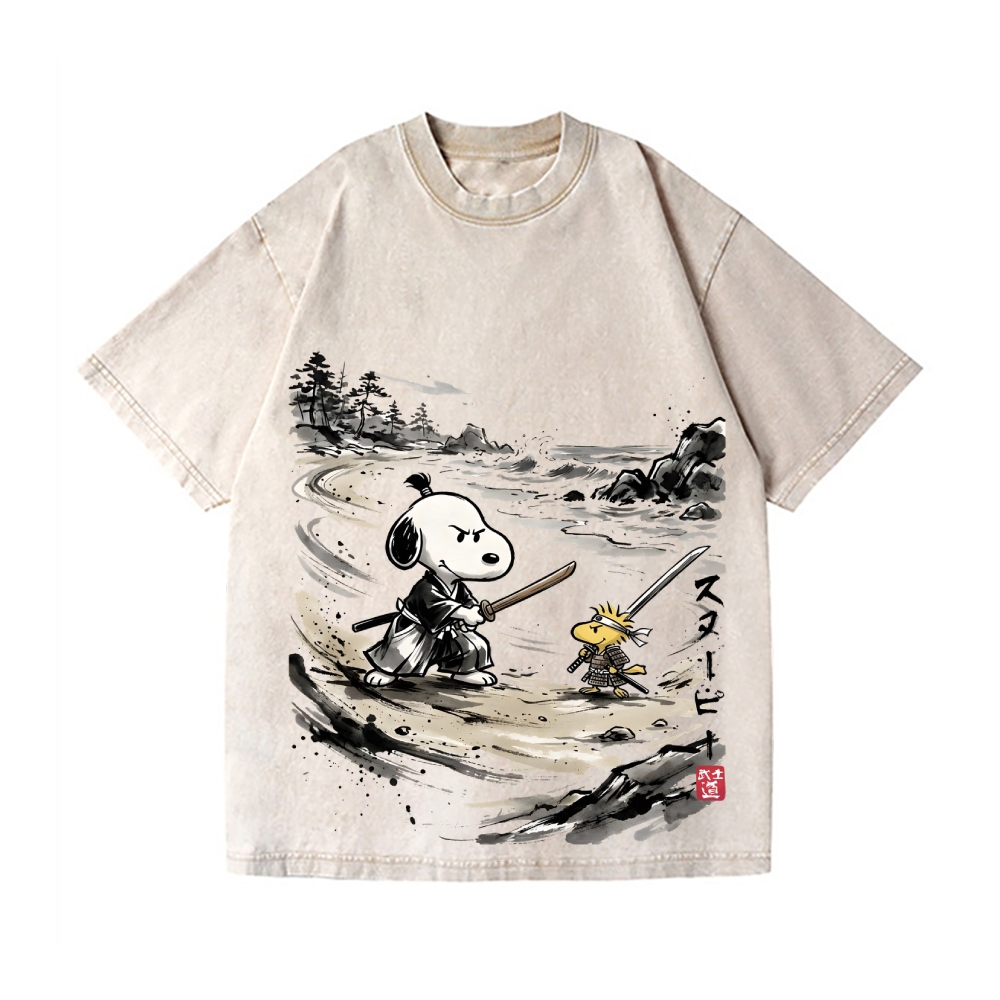 Samurai Peanut Vintage Wash Japanese Design T-Shirt