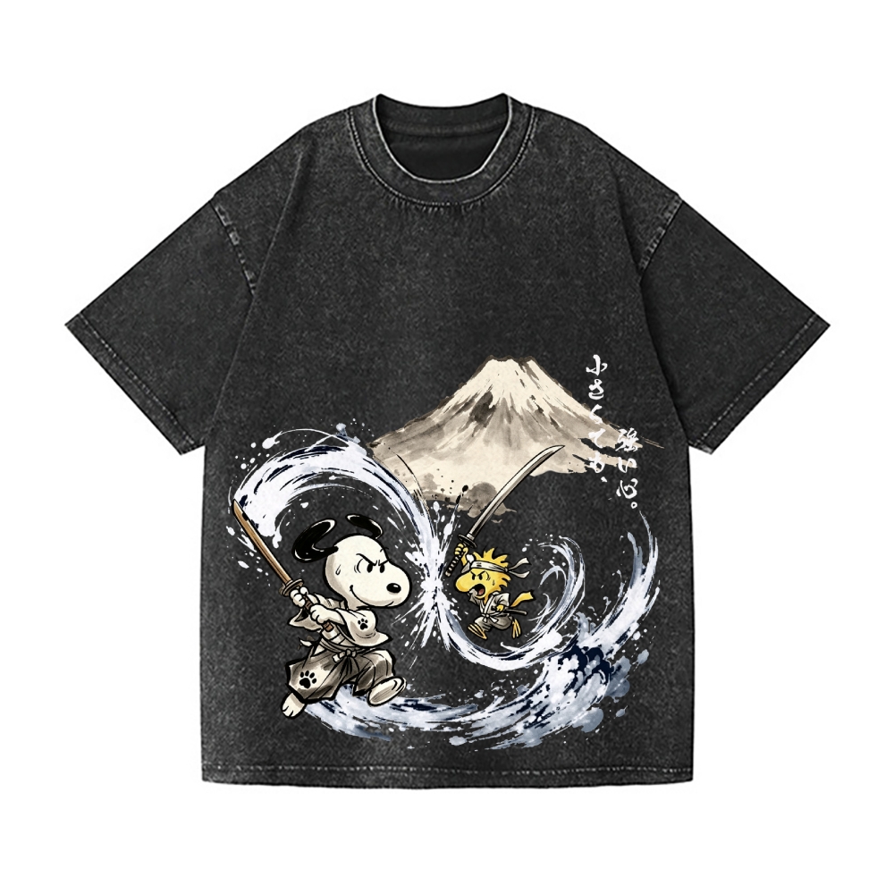 Samurai Peanut Vintage Wash Japanese Design T-Shirt