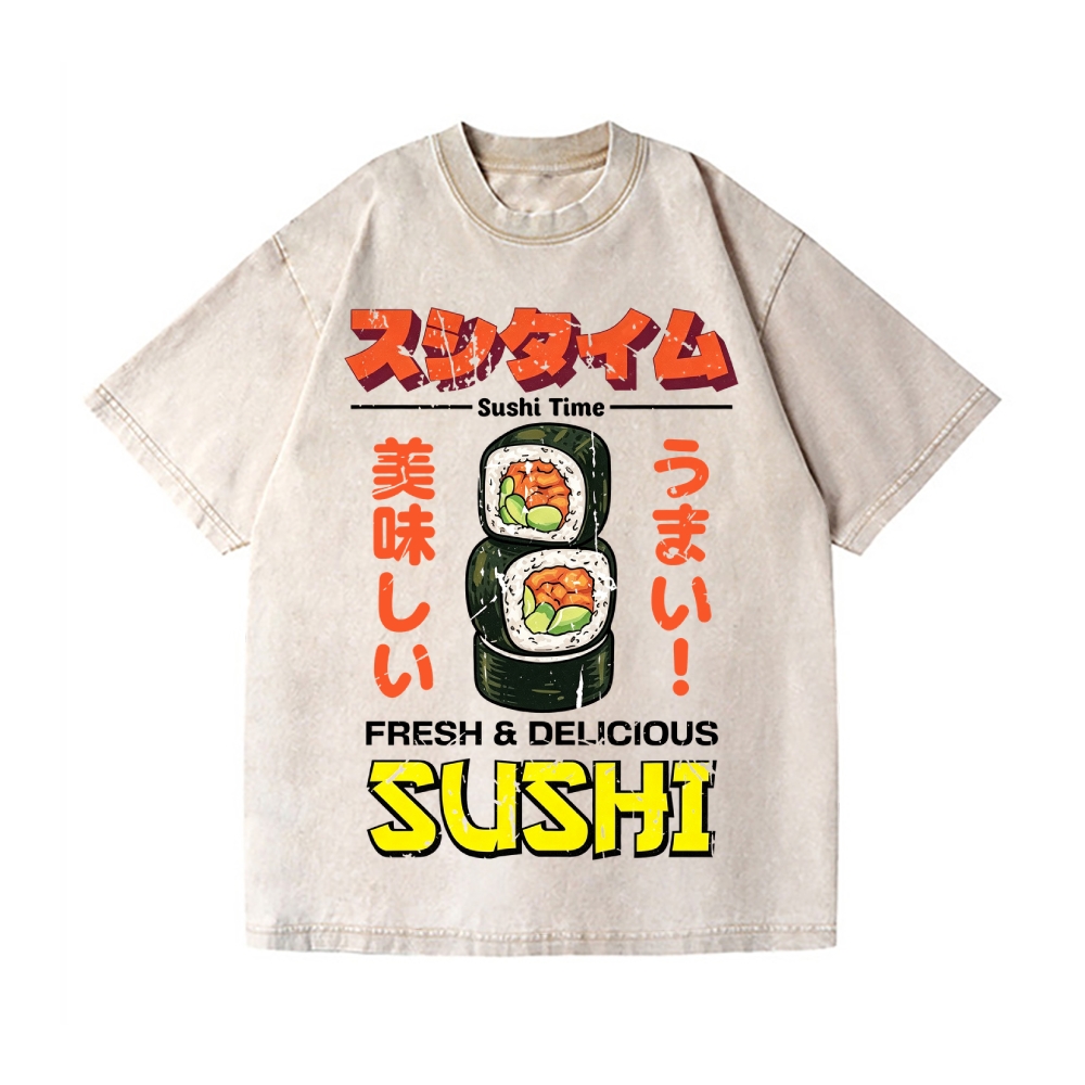 Sushi Vintage Wash Japanese Design T-Shirt