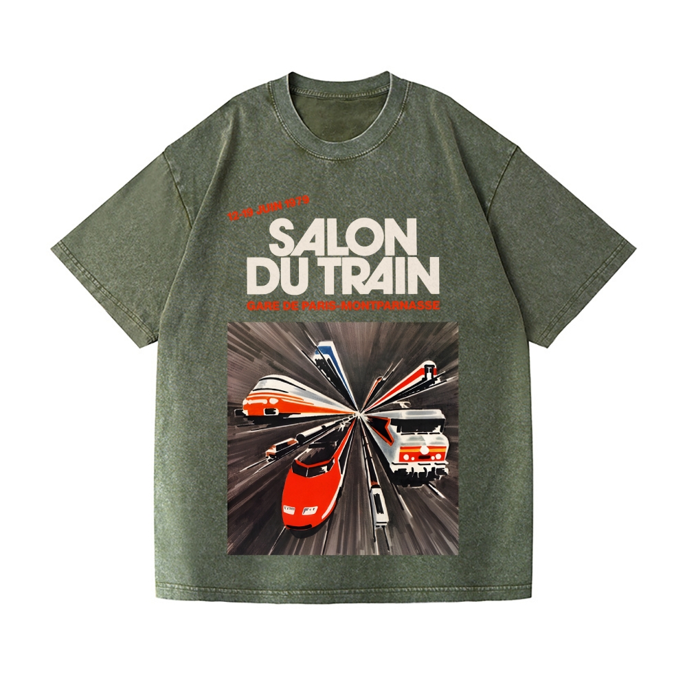 Train Vintage Wash Japanese Design T-Shirt