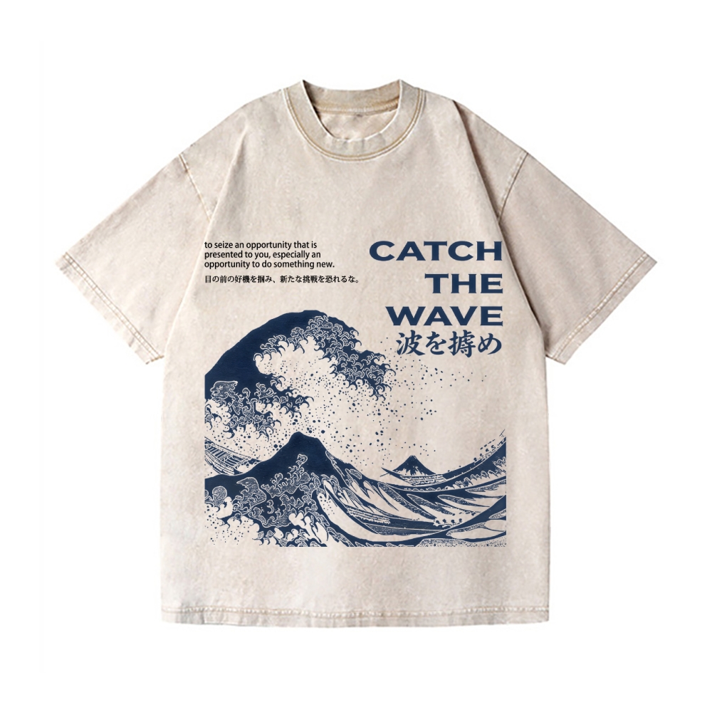 Ukiyoe Wave Vintage Wash Japanese Design T-Shirt