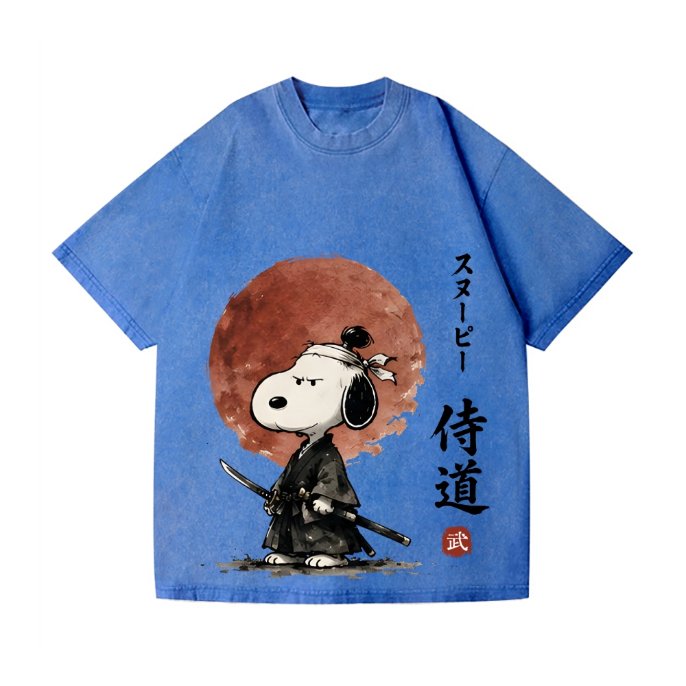 Samurai Peanuts Vintage Wash Japanese Design T-Shirt