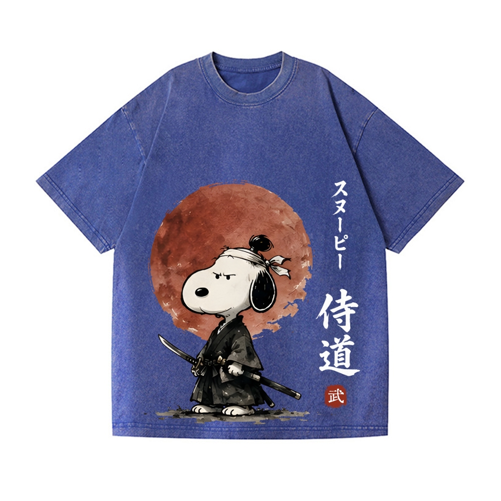 Samurai Peanuts Vintage Wash Japanese Design T-Shirt