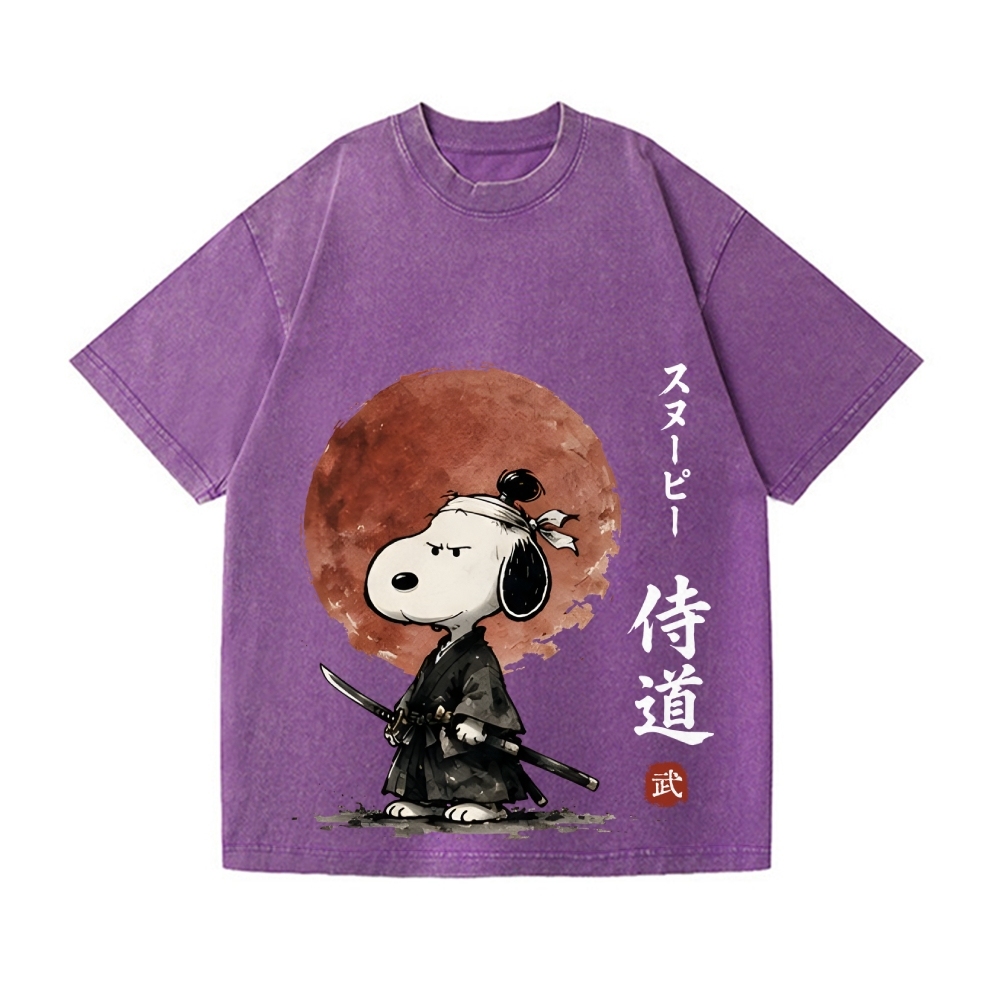 Samurai Peanuts Vintage Wash Japanese Design T-Shirt