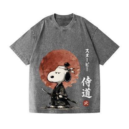 Samurai Peanuts Vintage Wash Japanese Design T-Shirt