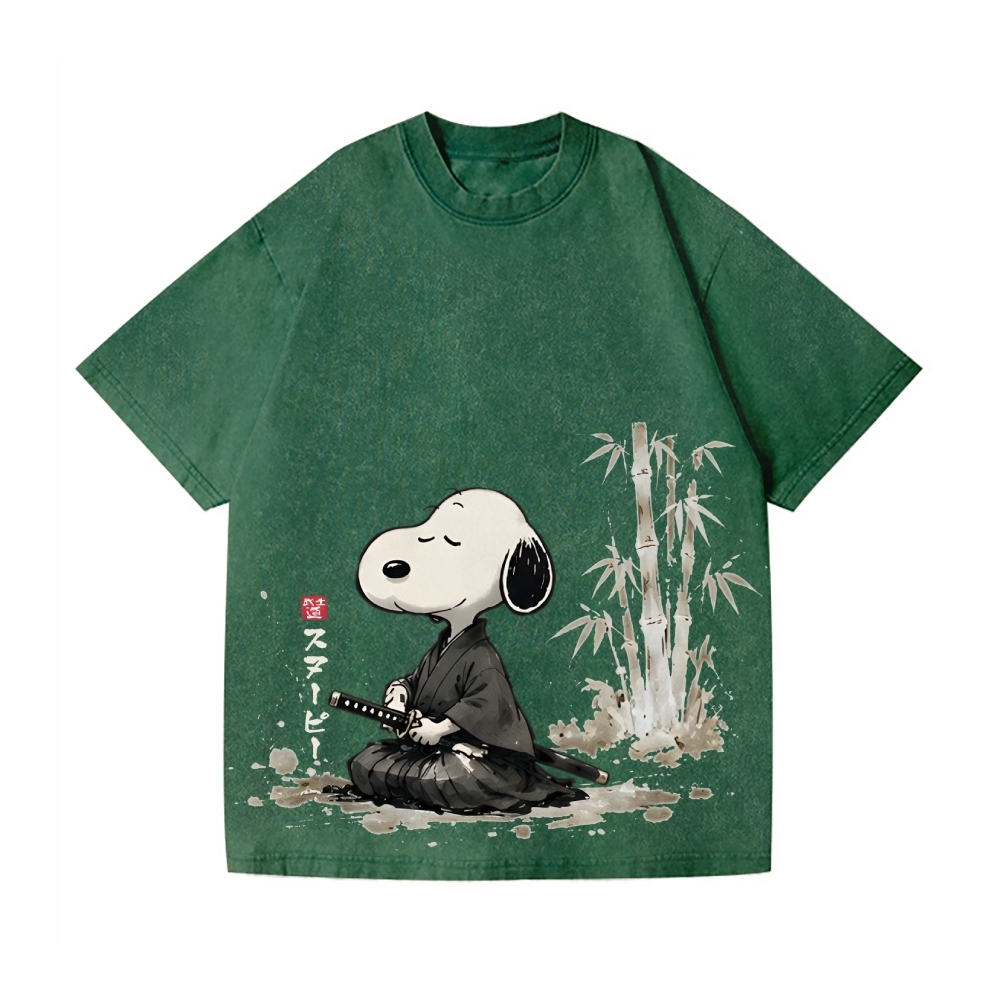Samurai Peanuts Vintage Wash Japanese Design T-Shirt
