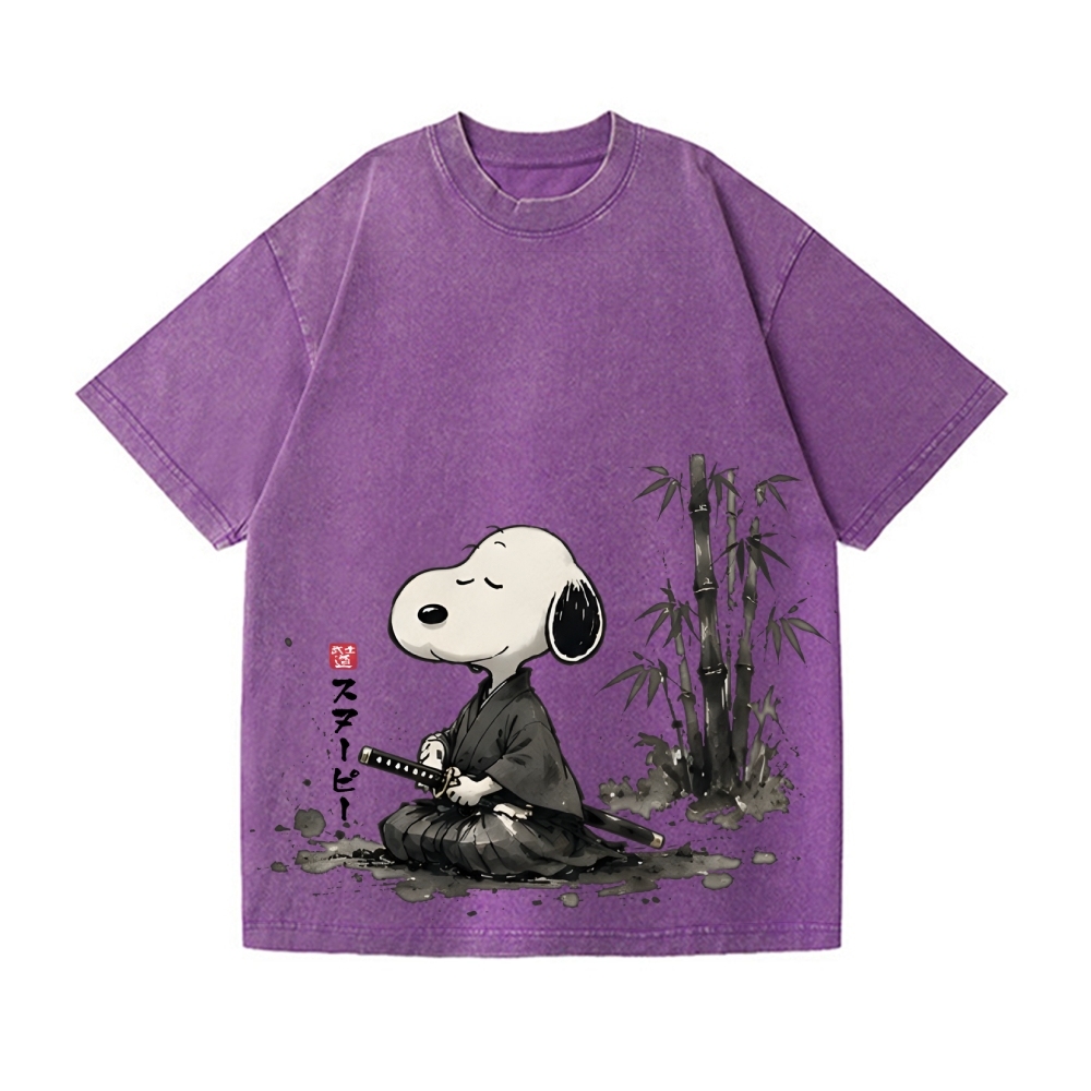 Samurai Peanuts Vintage Wash Japanese Design T-Shirt