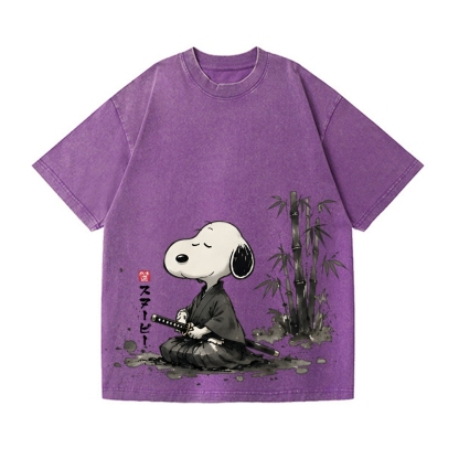 Samurai Peanuts Vintage Wash Japanese Design T-Shirt