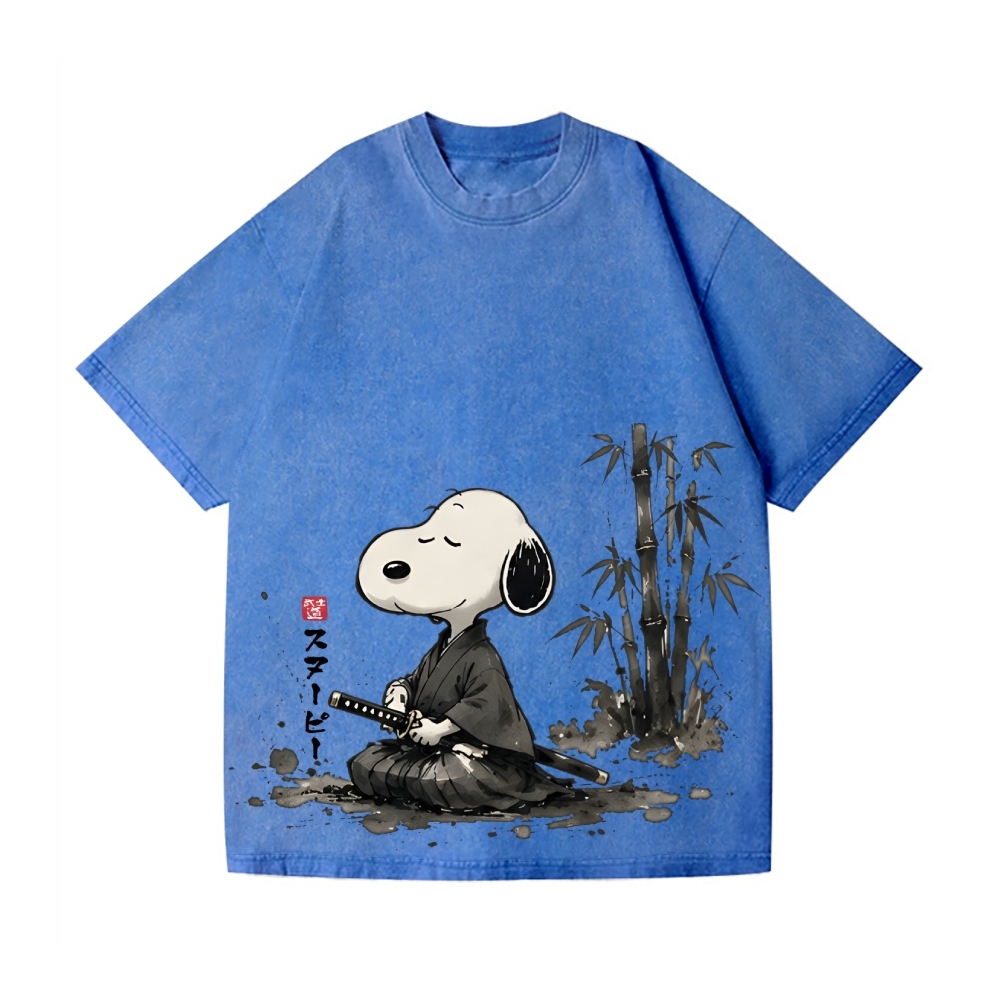 Samurai Peanuts Vintage Wash Japanese Design T-Shirt