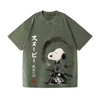 Samurai Peanuts Vintage Wash Japanese Design T-Shirt