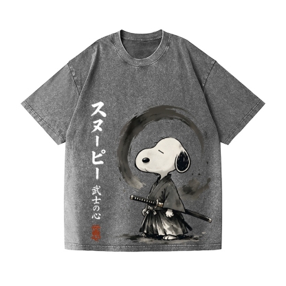Samurai Peanuts Vintage Wash Japanese Design T-Shirt