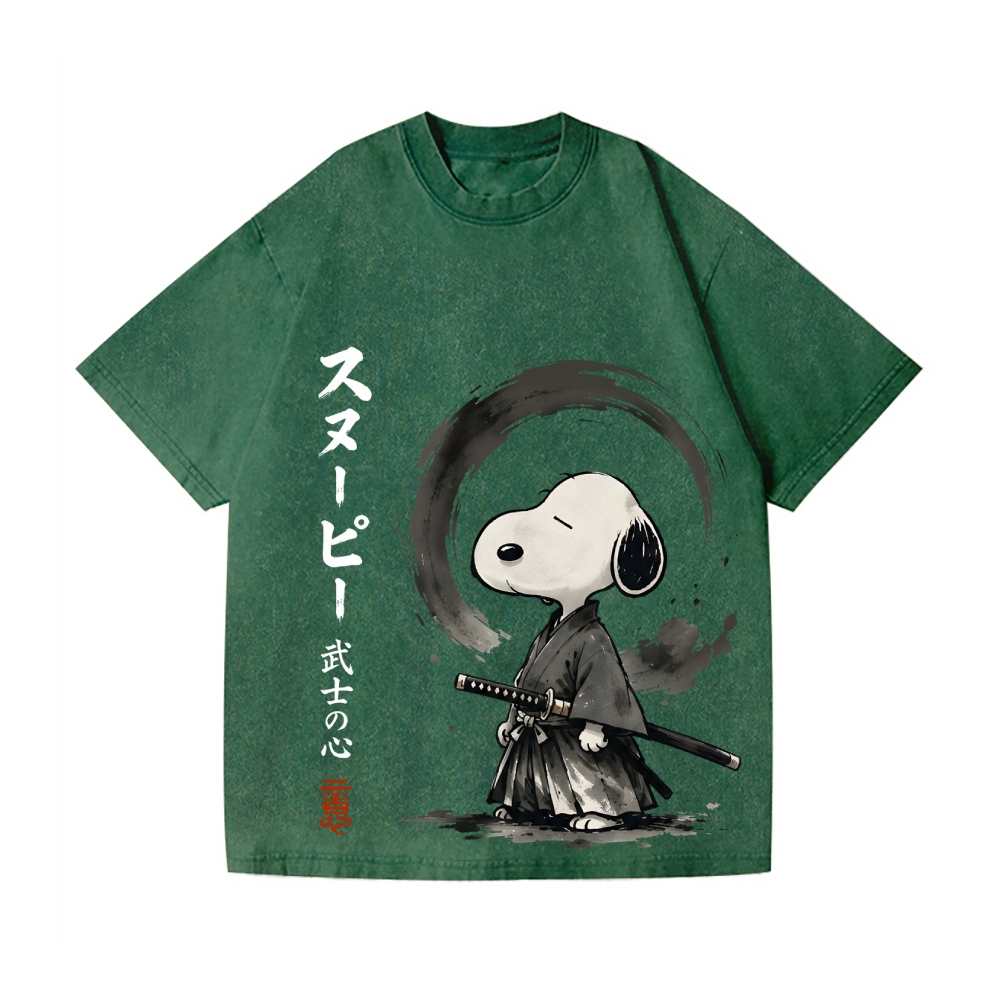 Samurai Peanuts Vintage Wash Japanese Design T-Shirt