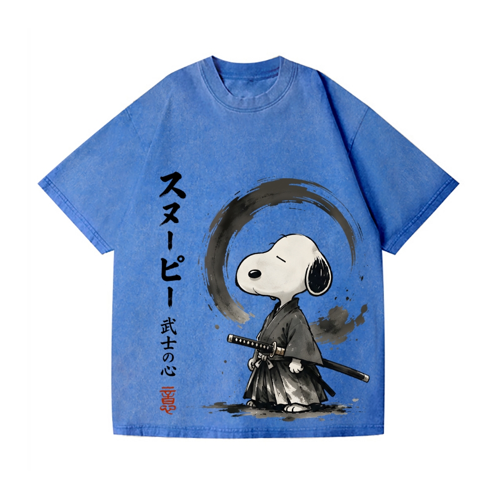 Samurai Peanuts Vintage Wash Japanese Design T-Shirt