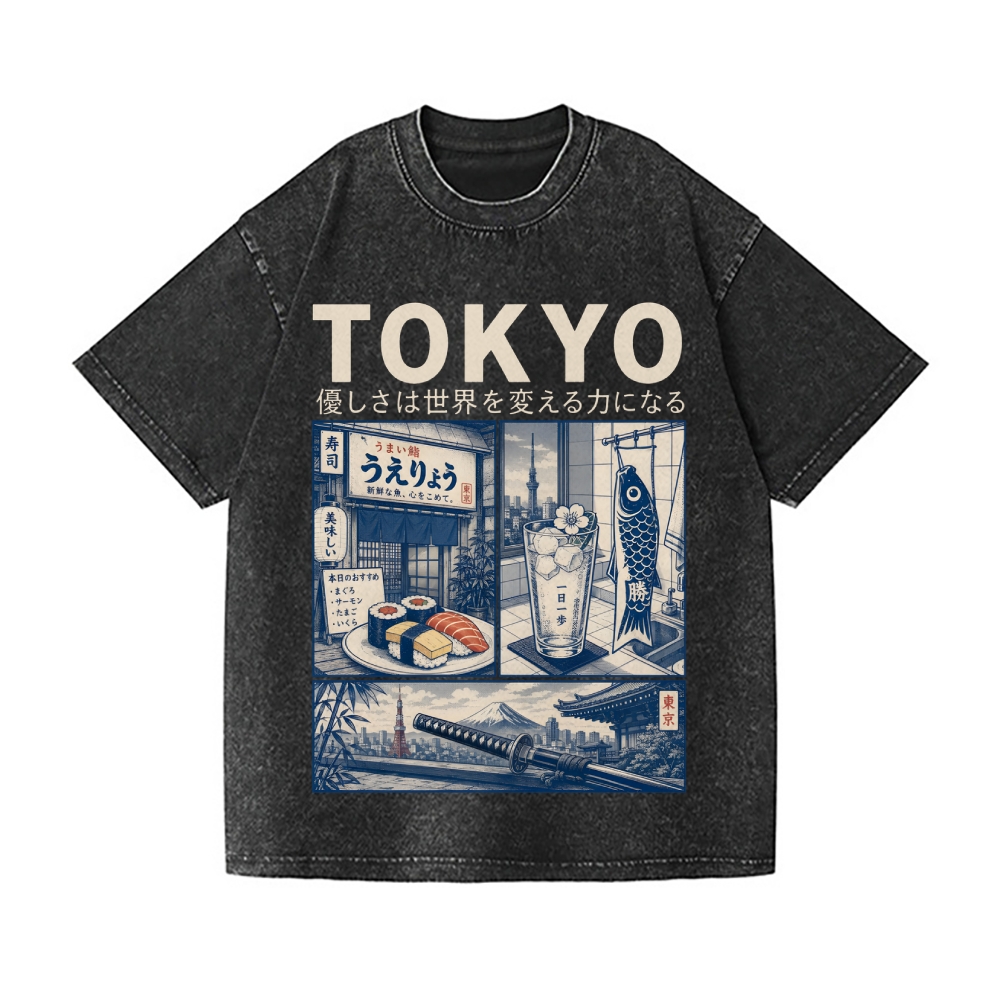 Tokyo Vintage Wash Japanese Design T-Shirt
