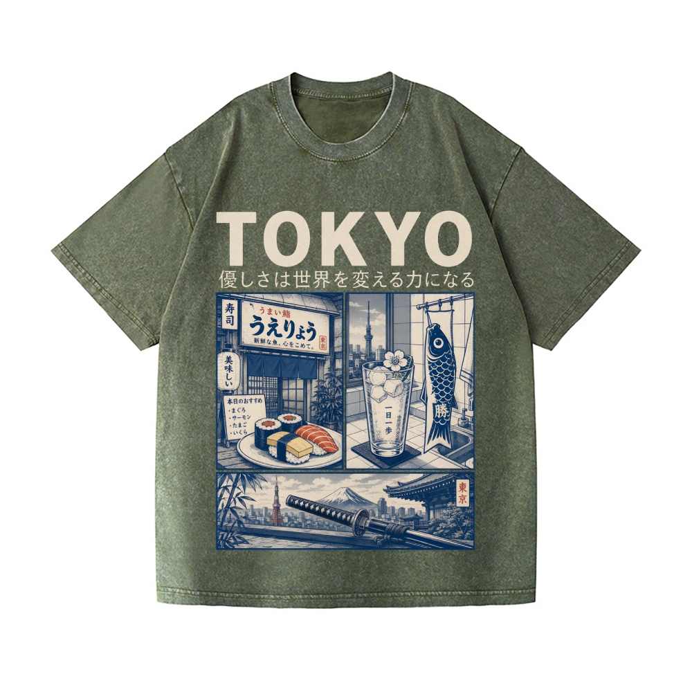 Tokyo Vintage Wash Japanese Design T-Shirt