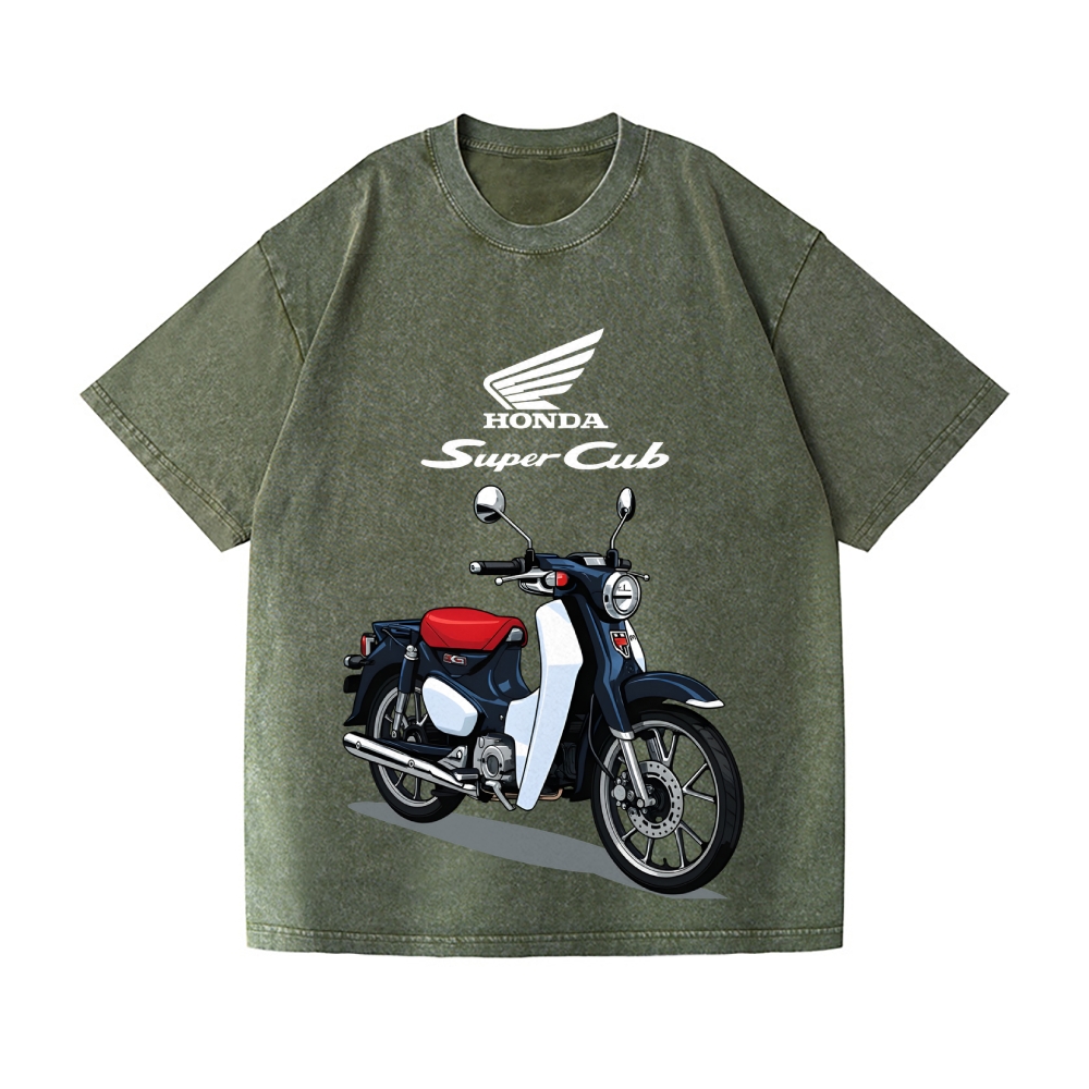Super Cub Motorbike Vintage Wash Japanese Design T-Shirt