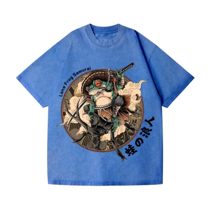 Samurai Frog Vintage Wash Japanese Design T-Shirt
