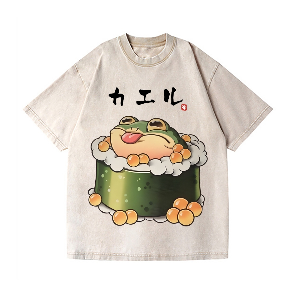 Sushi Frog Vintage Wash Japanese Design T-Shirt