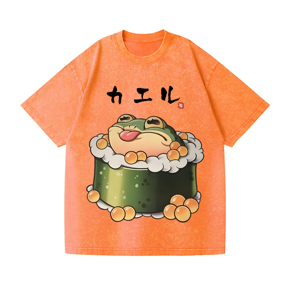 Sushi Frog Vintage Wash Japanese Design T-Shirt