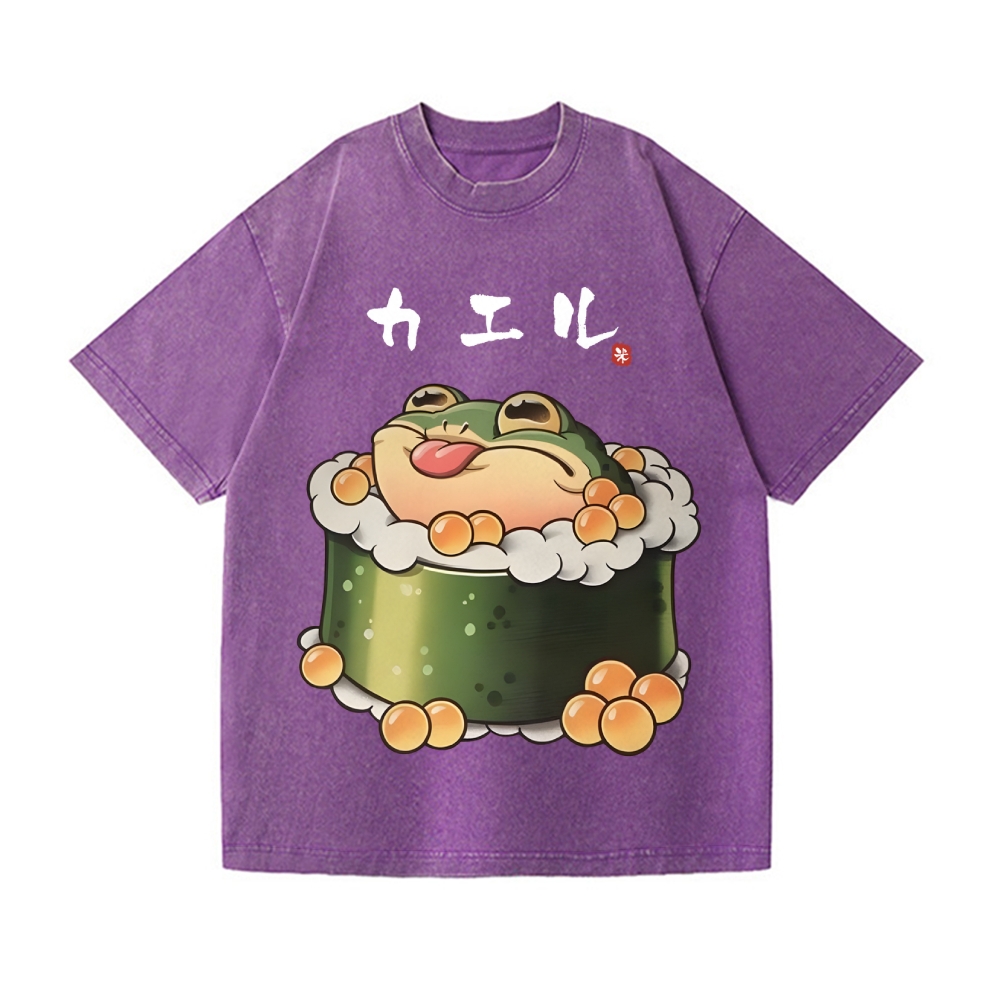 Sushi Frog Vintage Wash Japanese Design T-Shirt