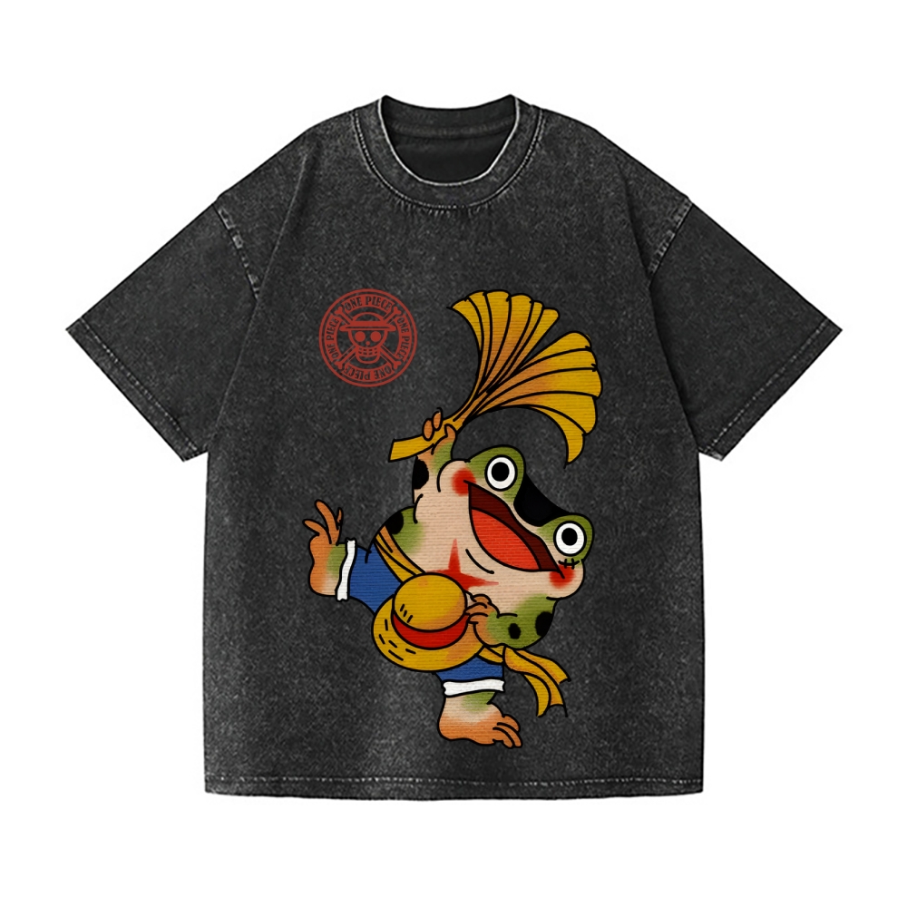 One Piece Frog Vintage Wash Japanese Design T-Shirt